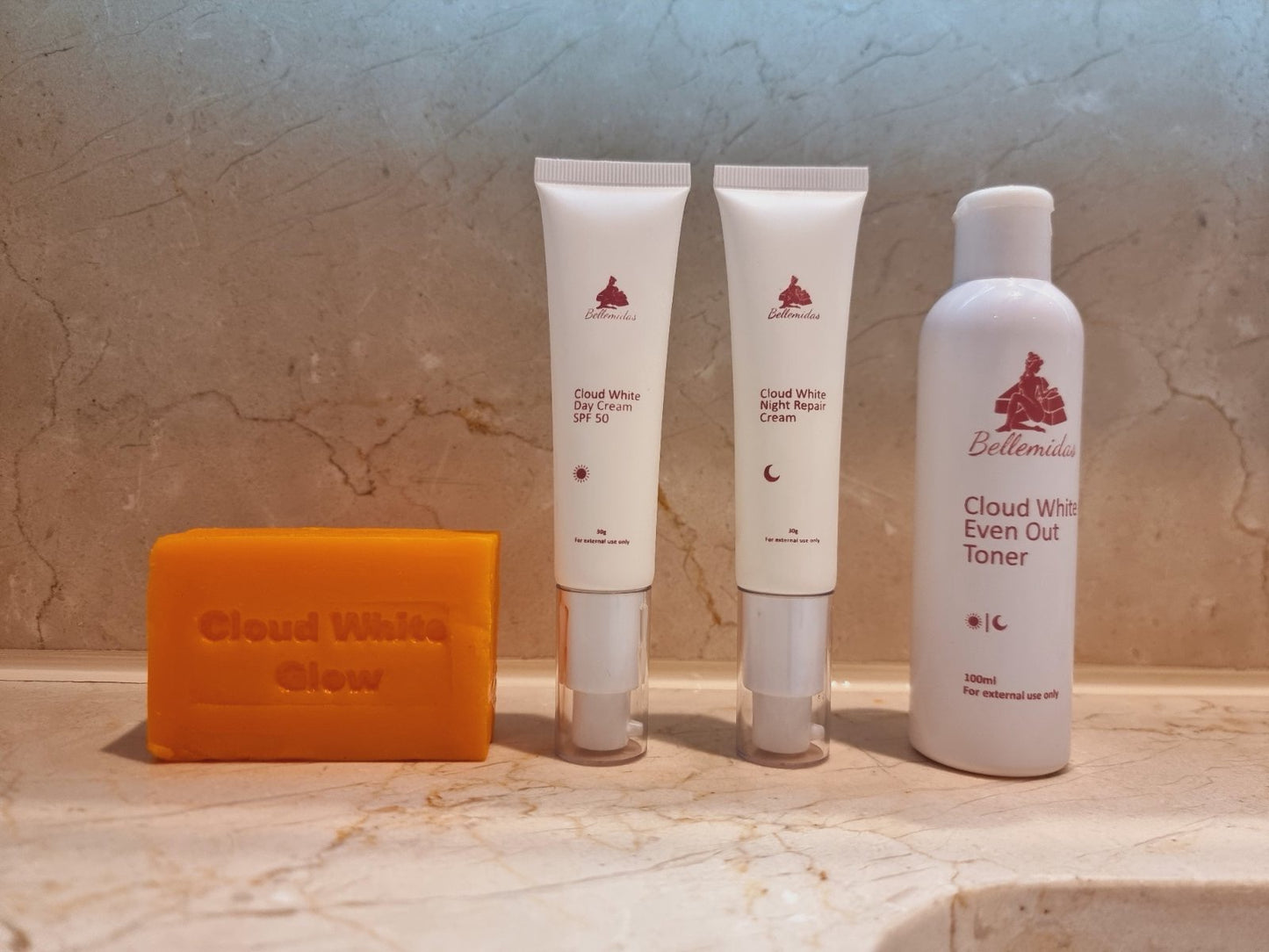 BELLEMIDAS CLOUD WHITE GLOW FACIAL SET - BRIGHTENING, ACNE PRONE SKIN AND ANTI-AGING