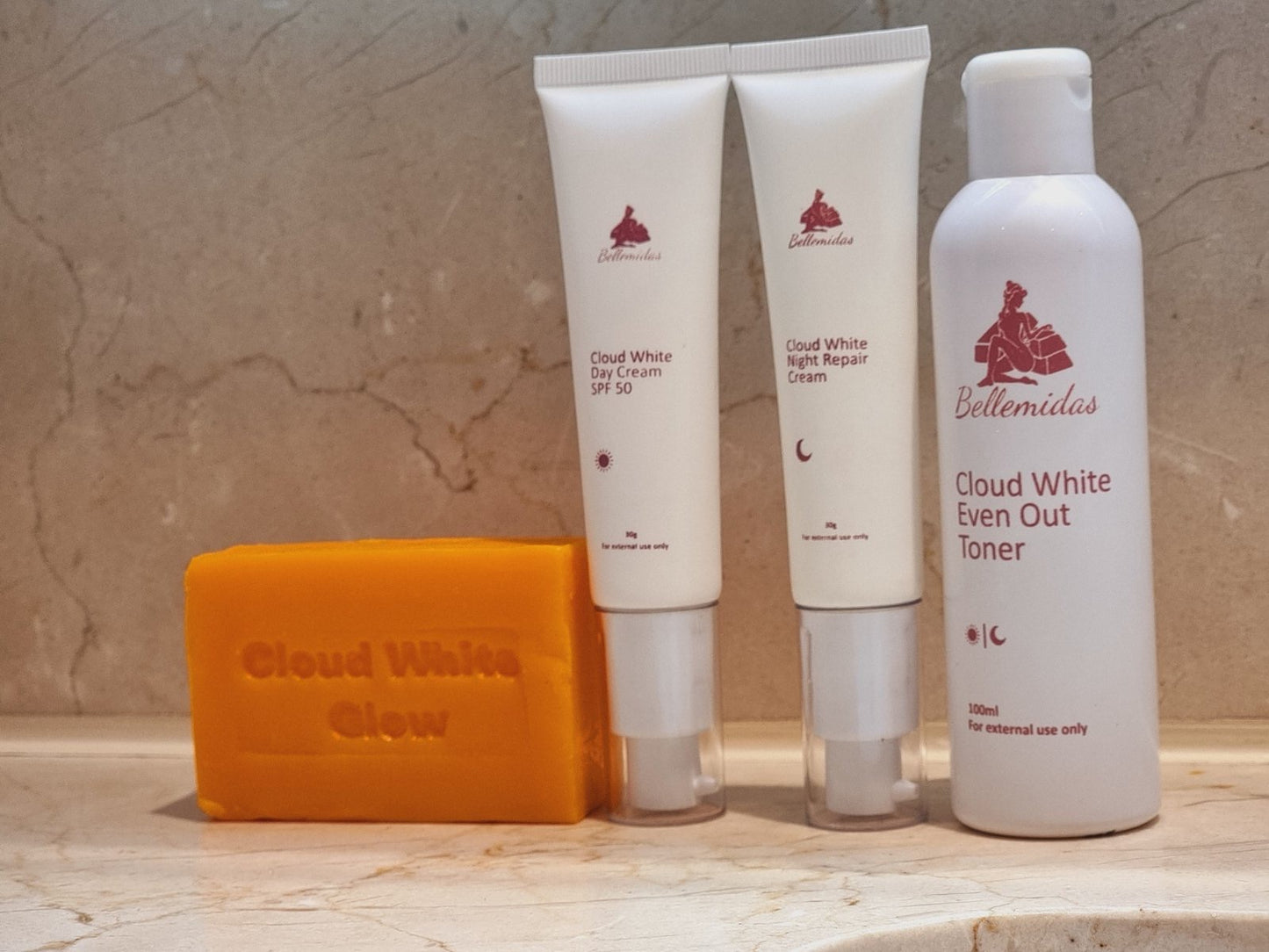 BELLEMIDAS CLOUD WHITE GLOW FACIAL SET - BRIGHTENING, ACNE PRONE SKIN AND ANTI-AGING