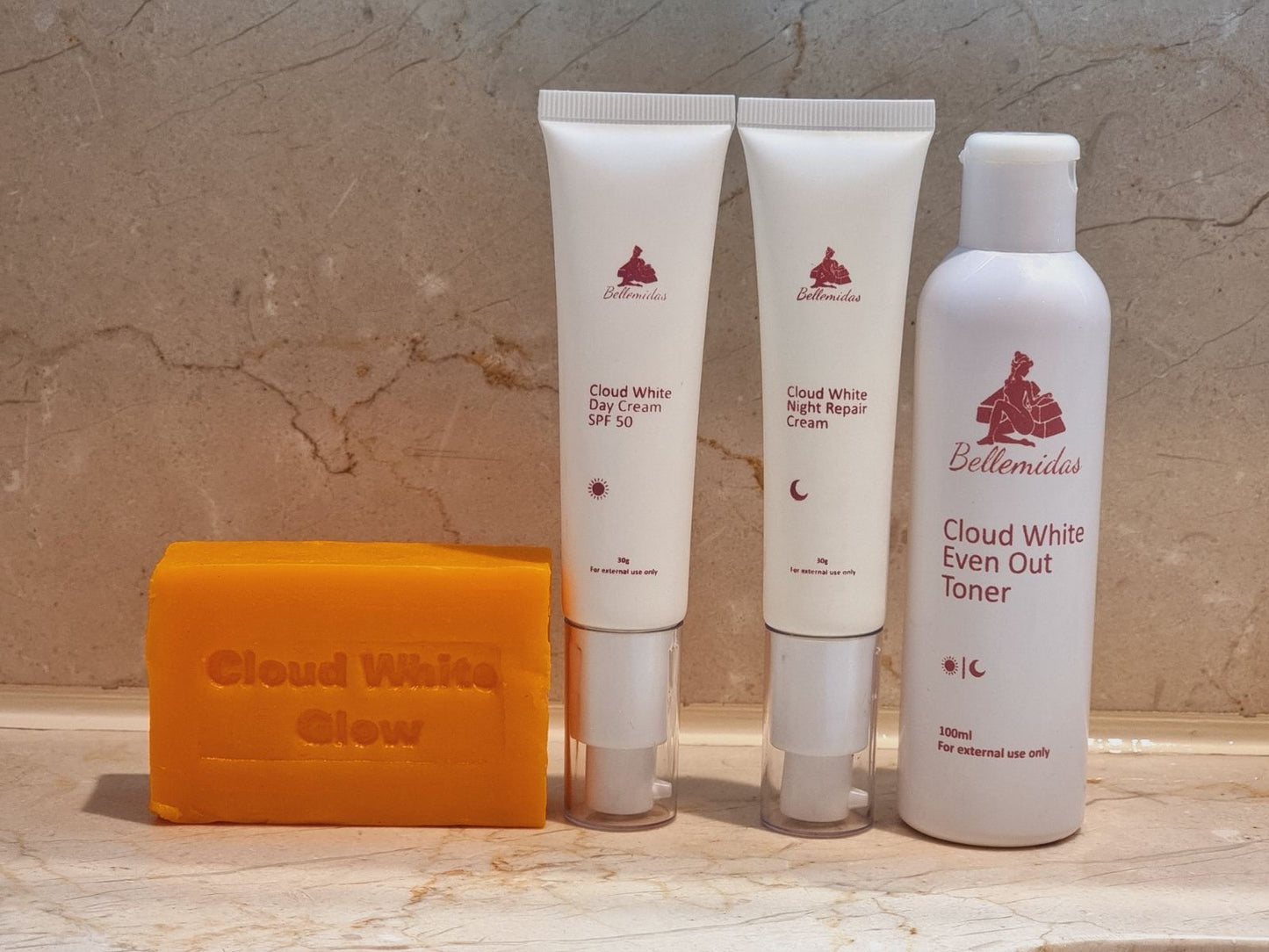 BELLEMIDAS CLOUD WHITE GLOW FACIAL SET - BRIGHTENING, ACNE PRONE SKIN AND ANTI-AGING