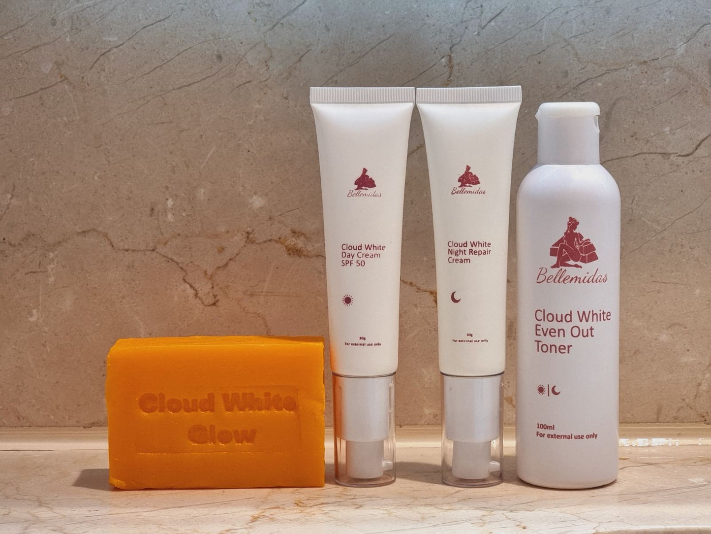 BELLEMIDAS CLOUD WHITE GLOW FACIAL SET - BRIGHTENING, ACNE PRONE SKIN AND ANTI-AGING