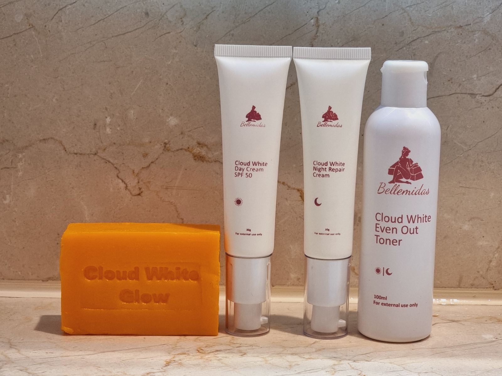 BELLEMIDAS CLOUD WHITE GLOW FACIAL SET - BRIGHTENING, ACNE PRONE SKIN AND ANTI-AGING