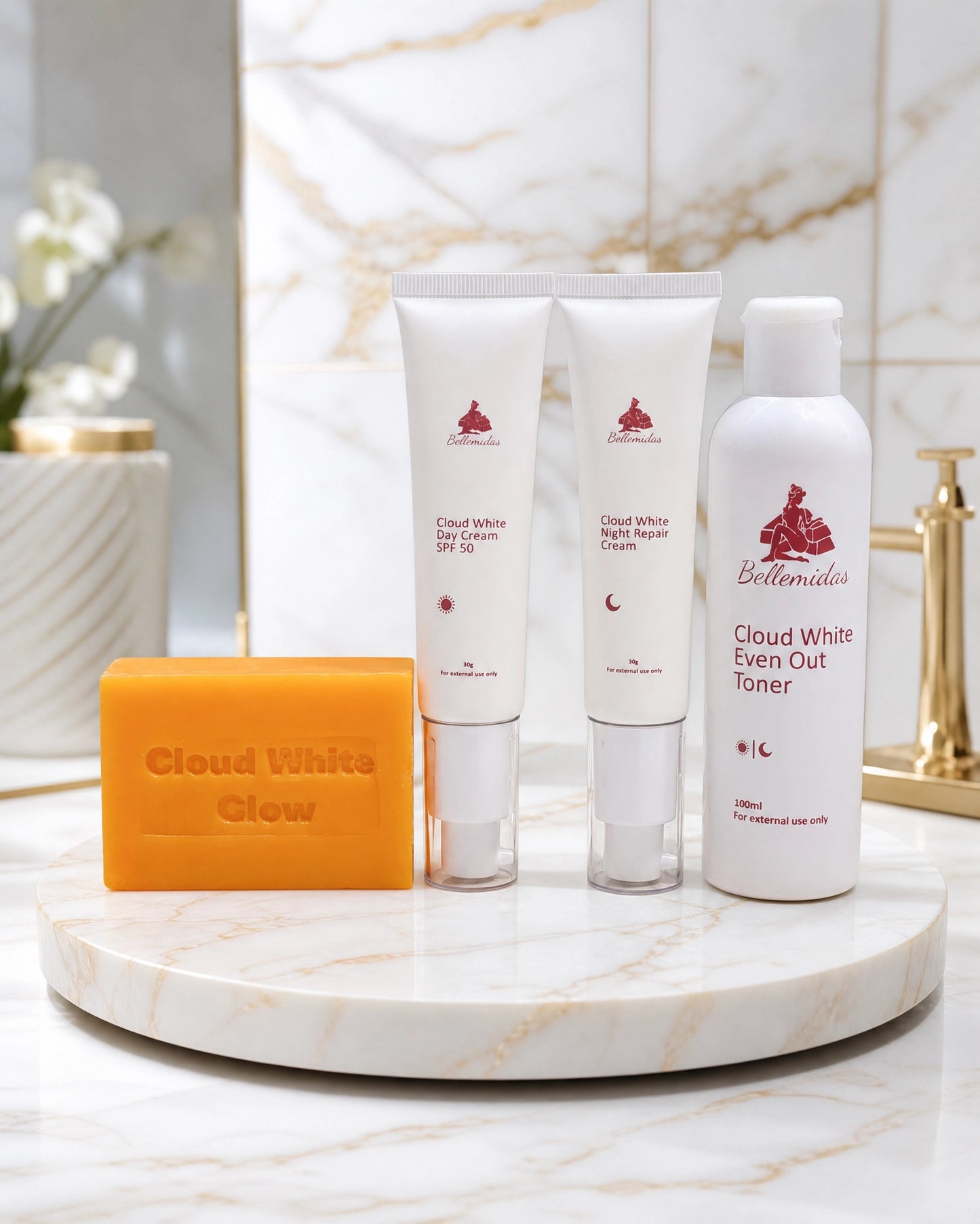 Bellemidas Cloud White Glow Set – Fade Dark Spots. Reveal Radiant Skin                                                               ✔ Targets post-acne marks  
✔ Brightens uneven skin tone  
✔ Day & Night complete routine ⭐⭐⭐⭐⭐ 10,000+ Verified Customers