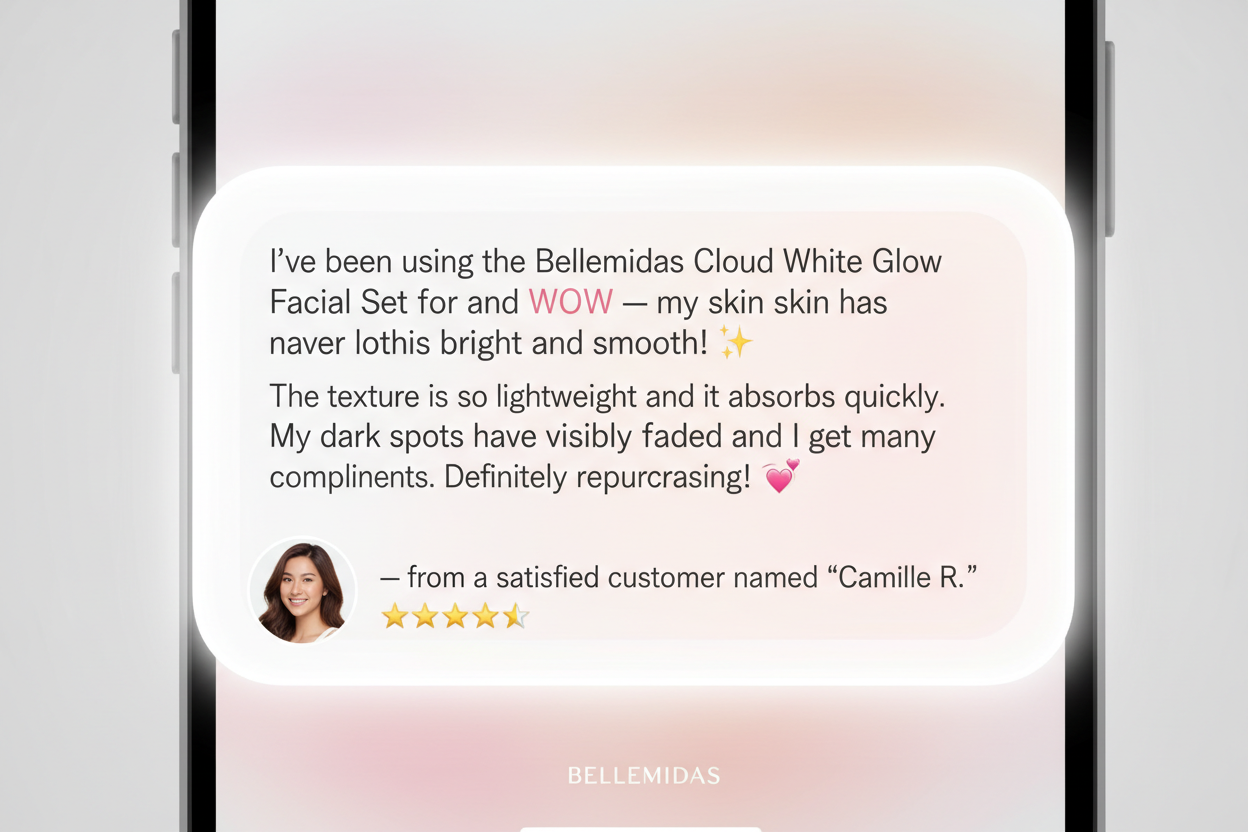 Bellemidas Cloud White Glow Set – Fade Dark Spots. Reveal Radiant Skin                                                               ✔ Targets post-acne marks  
✔ Brightens uneven skin tone  
✔ Day & Night complete routine ⭐⭐⭐⭐⭐ 10,000+ Verified Customers